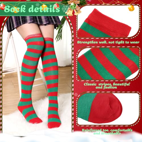 Image of Geyoga Arm Warmers Leg Warmers Striped Thigh High Socks Fingerless Gloves Stockings Christmas Halloween
