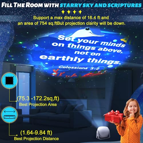 Image of Aurelema Ocean Bible Verses Projector Galaxy Projector Includes 12 Interchangeable Christian Discs Night Light Set Project Religious on Walls or Ceilings for Christian Ocean Gifts