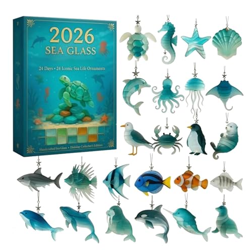 Décoration de Noël en verre de mer 2026, pendentif créature marine pour mur et porte