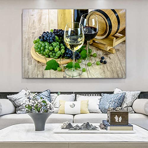 Nature Morte Vin Rouge Toile Déco Murale Grand Format - 4