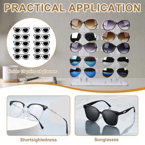Miniatura 5 de Jinminamz Organizador De Gafas De Sol,Portagafas De Doble Fila Para 10 Pares De Gafas Reutilizable Adecuado Para Guardar Gafas De Sol, Gafas Planas, Gafas De Miope Transparente