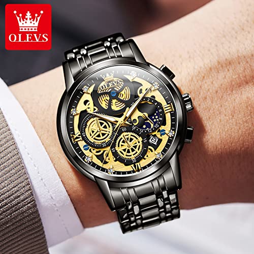 Image of OLEVS Watch Men Stainless Steel Watches Luxury Chronograph Men Wrist Watch | Multifunction,Diamond, Date, Business, Classic,Dress Watch for Men, Gift for Men, reloj de Hombre