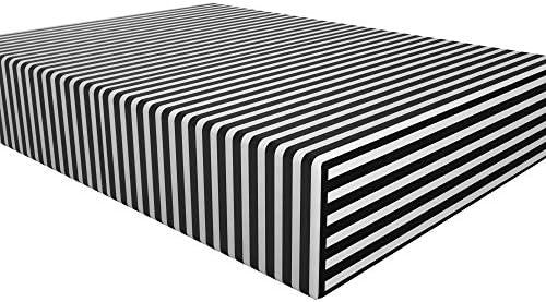 NTBAY 100% Brushed Microfiber Striped Twin Fitted Sheet, 1800 Super Soft and Cozy, Wrinkle, Fade, Stain Resistant Deep Pocket Fiteed Bed Sheet Only, Black and White