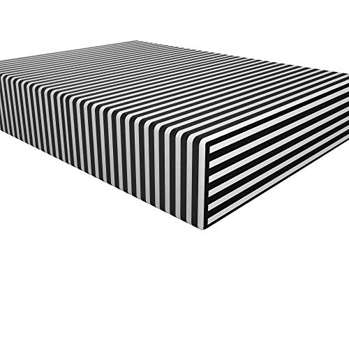 NTBAY NTBAY Queen Microfiber Fitted Sheet, 15 Inch Pocket, Black and White