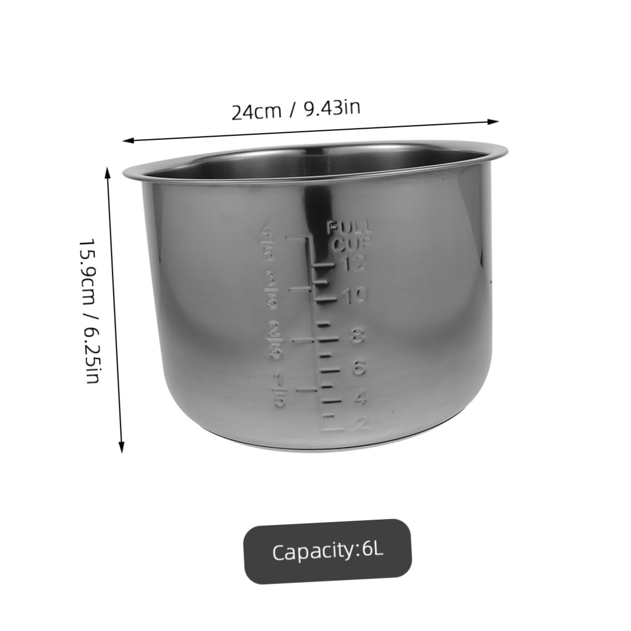 Zerodeko Revestimiento de Olla arrocera reemplazo Olla arrocera Interior con Bol Acero Inoxidable recipientes Cocina Repuesto de Cocina Forro eléctrica Acero Inoxidable 304 Silver