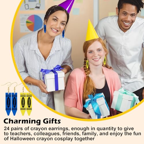 Nosiny 16 Pairs Halloween Crayon Earrings for Women Teachers Appreciation Gifts Crayon Jewelry Gifts for Teachers Gift Women Acrylic Drop and Dangle Earrings for Creative Jewelry 6