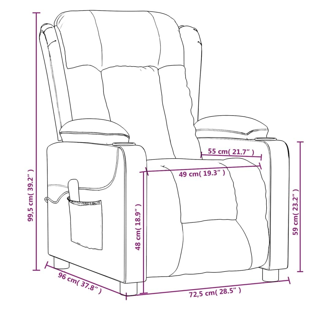 vidaXL Sillón reclinable eléctrico de Tela Crema