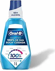 Oral-B Enxaguante Bucal, 100%, Sem Álcool, Sabor de Menta, 1 L