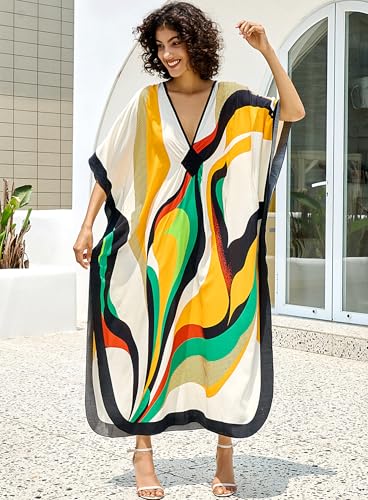 Caftans for Women Beach Cover Up Swimsuit Coverups Swimwear Tropical Dresses 2025 Summer Kaftan Dress4