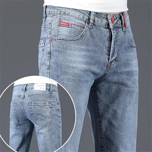 Men's Cotton Business Skinny Jeans Stretch Straight Slim Denim Trousers Male Blue Pants3