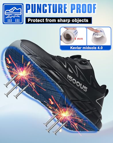 Image of ISOOUS Steel Toe Shoes for Men Women Non Slip Composite Work Sneakers Waterproof Anti-Static Anti-Impact Indestructible Comfortable Safety Construction Shoes Steel Toe Shoes Esd Puncture Proof Ergonomic Design