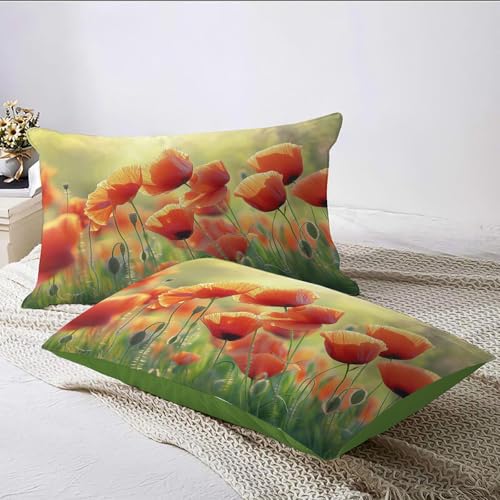 Housse de couette 260x240cm pavot soleil réversible douce respirante - 6
