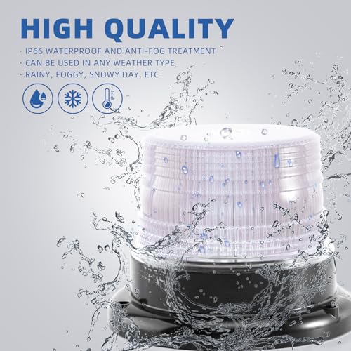 Image of 1-Pcs Red /Blue LED Beacon Lights 12-24V Warning Safety Flashing Emergency Roadside Strobe Mini Light Bar with Magnetic Base for Police Snow Plow Truck Vehicles Forklift Tractor