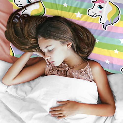 Housse de couette licorne blanche et rose avec ses deux taies d'oreiller Supersoft