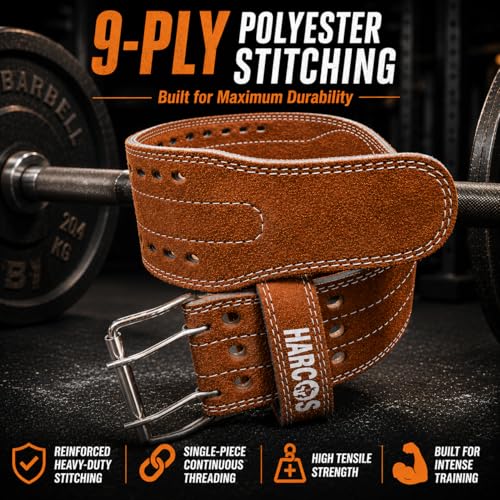 Image of Genuine Leather Unbreakble, non tearable 8mm Heavy Gym Belt for Men & Women Workout Deadlift Belt for Gym Suede Powerlifting Weight Lifting for Heavy Workout gym belt With Carry Case (Brown, Medium)