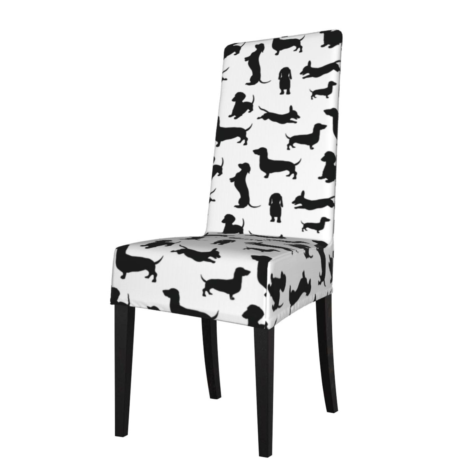 Lkymoh As Picture Monochrome Dachshunds, Chair Covers Stretch Chair Slipcovers For Dining Room, For Party Pet Protection Universal Fit Soft Polyester