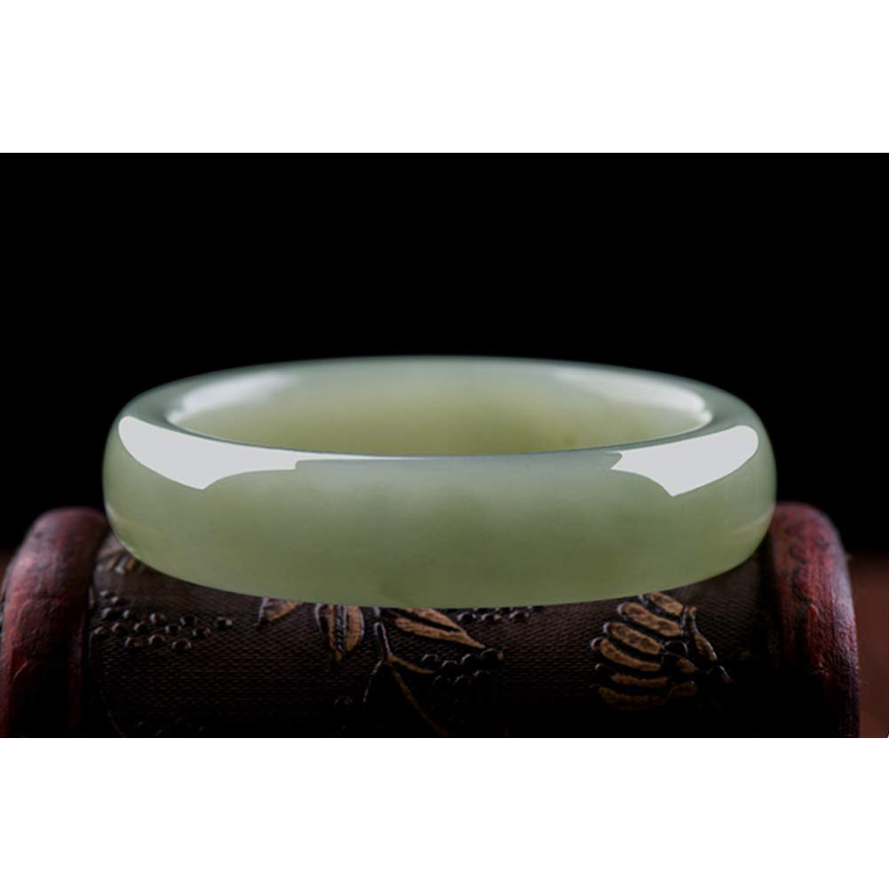 Brazalete de Jade Verde Natural Pulsera Hecha a Mano de Jade Pulido Accesorios de Joyería de Encanto de Mujer, Grado A,58mm