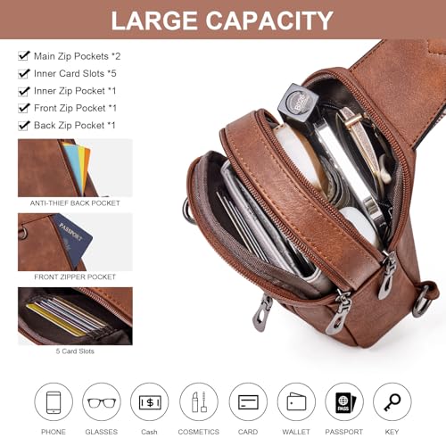 Image of cakang Womens Sling Bag Crossbody Bags for Women Vegan Leather Sling Backpack Daypack Fanny Pack Crossbody Purse Travel
