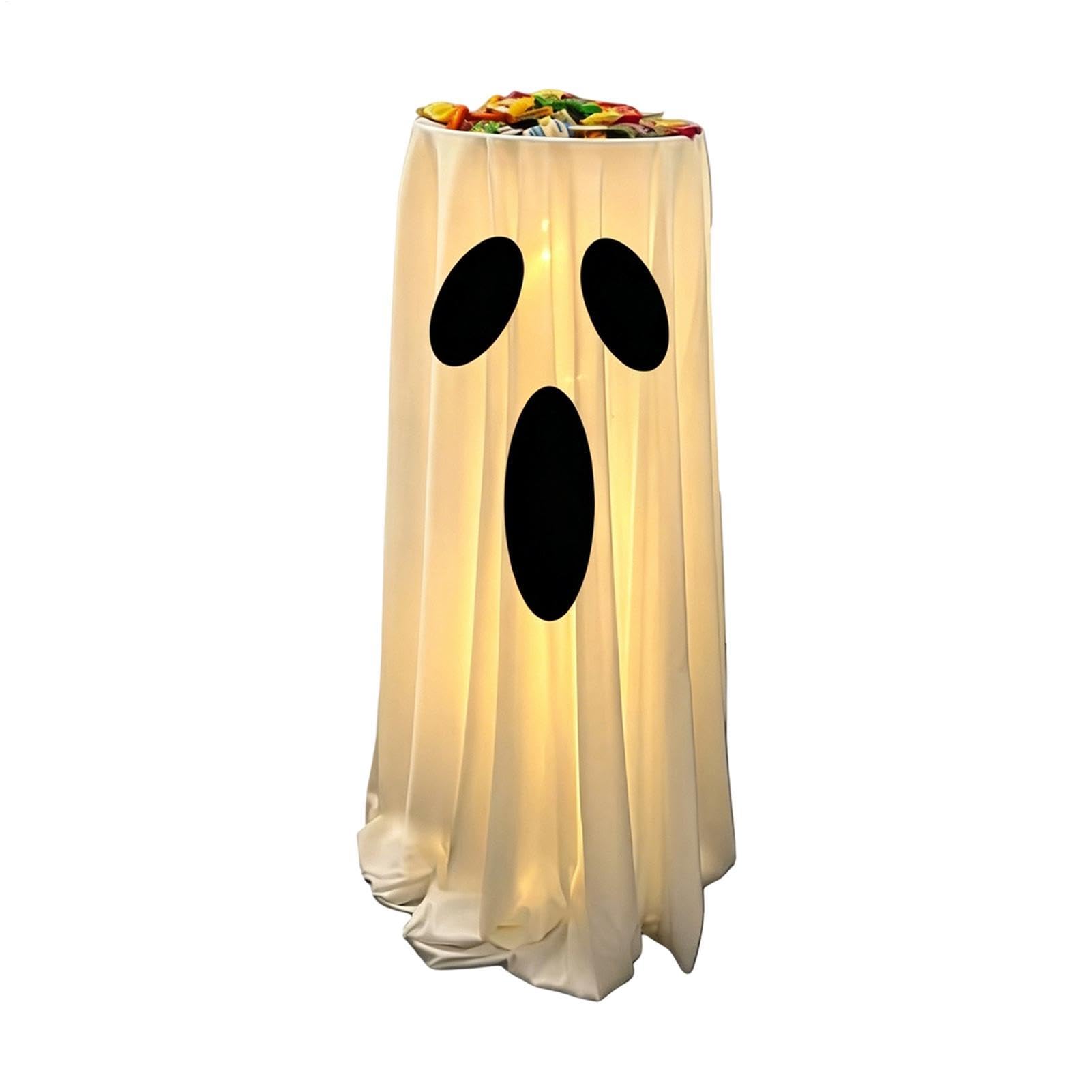 Décor fantôme éclairé d'Halloween 80x30 cm pour amuser les enfants sur le porche
