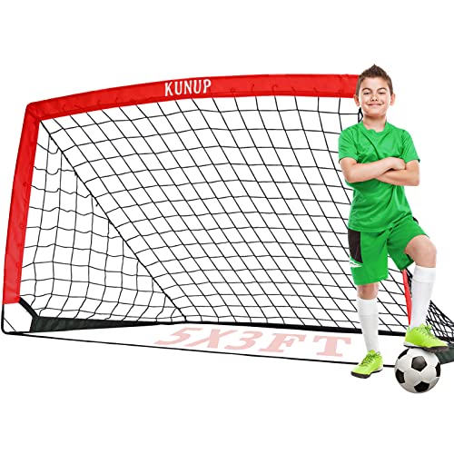 Kunup Portable Kid Soccer Goal Net 9X5Ft Large Folding Soccer Goal Net For Backyard With Carrying Bag For Youth And Adult… (5X3Ft, Red) #TOP8