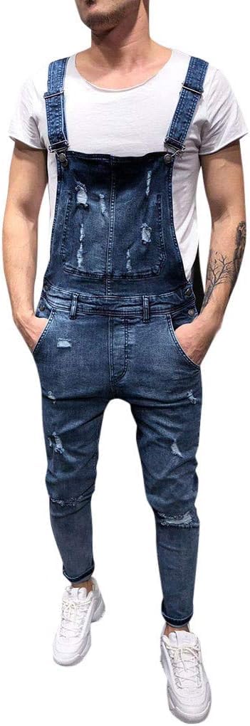 Genérico Peto Vaquero de Mono para Hombre Denim Pantalón pantalones vaqueros