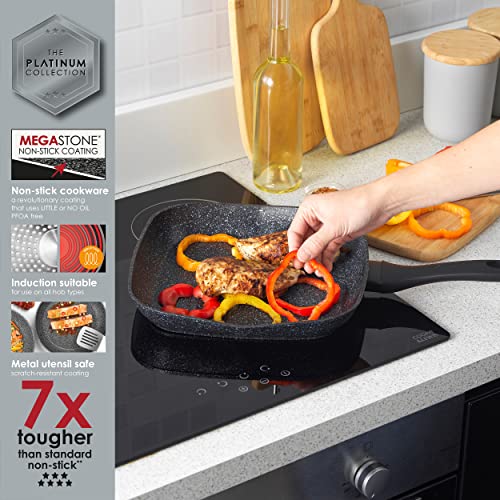 Salter-28-cm-Sarten-Parrilla-de-Aluminio-Forjado-con-Superficie-Antiadherente-BW05752S-de-la-coleccion-Megastone-Plateada-Silver Salter-28-cm-Sarten-Parrilla-de-Aluminio-Forjado-con-Superficie-Antiadherente-BW05752S-de-la-coleccion-Megastone-Plateada-Silver