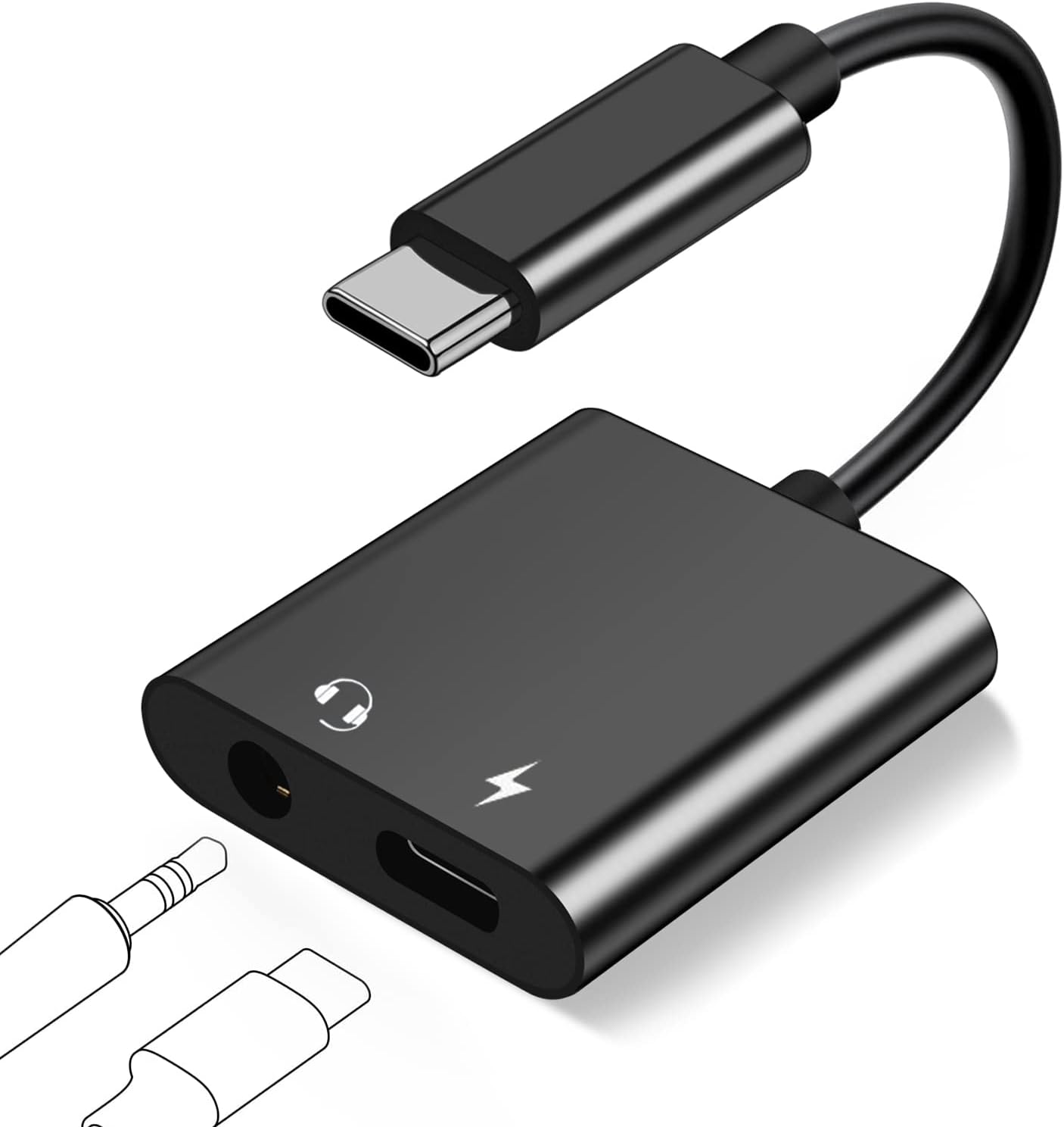 USB C to 3.5mm Headphone and Charger Adapter, 2 in 1 USB C to Aux Jack with 60W PD Fast Charger Dongle Fit with Galaxy S23 S22 Ultra/S21 Ultra/S20/S20+ Ultra, Note 20/10,Pixel 7 6 5 4XL 3 2,iPad Pro