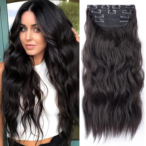 Mabufun Clip in Hair Extensions for Women Clip in Long Wavy Hair Extension 20 Inch Thick Hairpieces Fiber Double Weft Hair for Women (20 Inch, Dark Brown) Mabufun Clip in Hair Extensions for Women Clip in Long Wavy Hair Extension 20 Inch Thick Hairpieces Fiber Double Weft Hair for Women (20 Inch, Dark Brown)