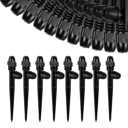 20 Pcs Drip Irrigation Misting Spray Emitters 360 Degree Adjustable Atomizing Nozzles Drip Line Misting Emitters for 1/4 Irrigation Tubing Micro Drip Misting Sprinkler for Garden Watering System