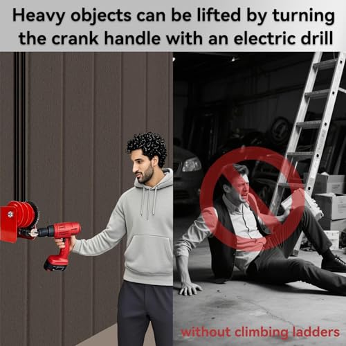 Adjustable Overhead Garage Storage Lift – Heavy-Duty Ceiling Hoist System with Hand Crank, 300 lbs Capacity, Space-Saving Garage Organizer, Easy Installation by Griiyakii - Image 3