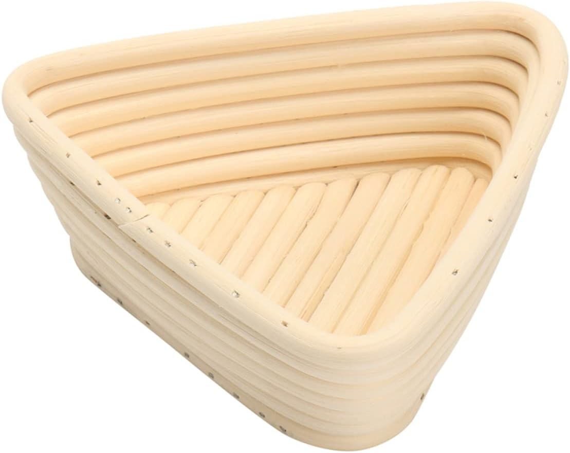 Ciieeo 6pcs Hand Woven Proofing Basket Triangular Baking Container Cover for Artisan Bread Non-stick Rattan Bowl for Home Bakery and