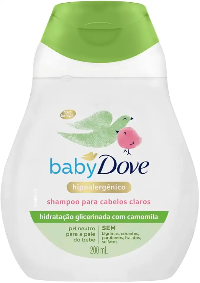 Baby Dove Shampoo Hidratação Glicerinada Camomila 200ml, Branco