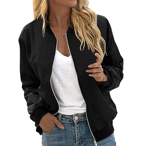 Sunnyuk Chaqueta Mujer Primavera Chaquetas Casual Fruncida Elástica Chaquetas de Traje Chaqueta de Trabajo Ligera con Bolsillos