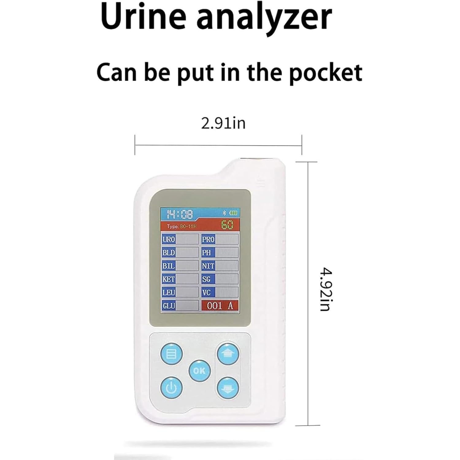 Analyseur d'urine numérique, kit portable pour analyses d'urine de routine, avec 100 bandelettes de test pH, stockage de 500 échantillons de données, 11 outils d'analyse, pour les tests à domicile