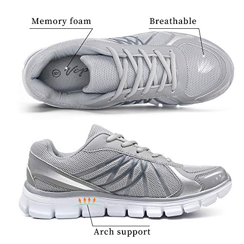 VEPOSE Women's 05 Running Shoes Grey Athletic Walking Mesh Tennis Gym Shoes Fashion Sports Sneakers Size 7.5(CJY605 Grey 07.5)