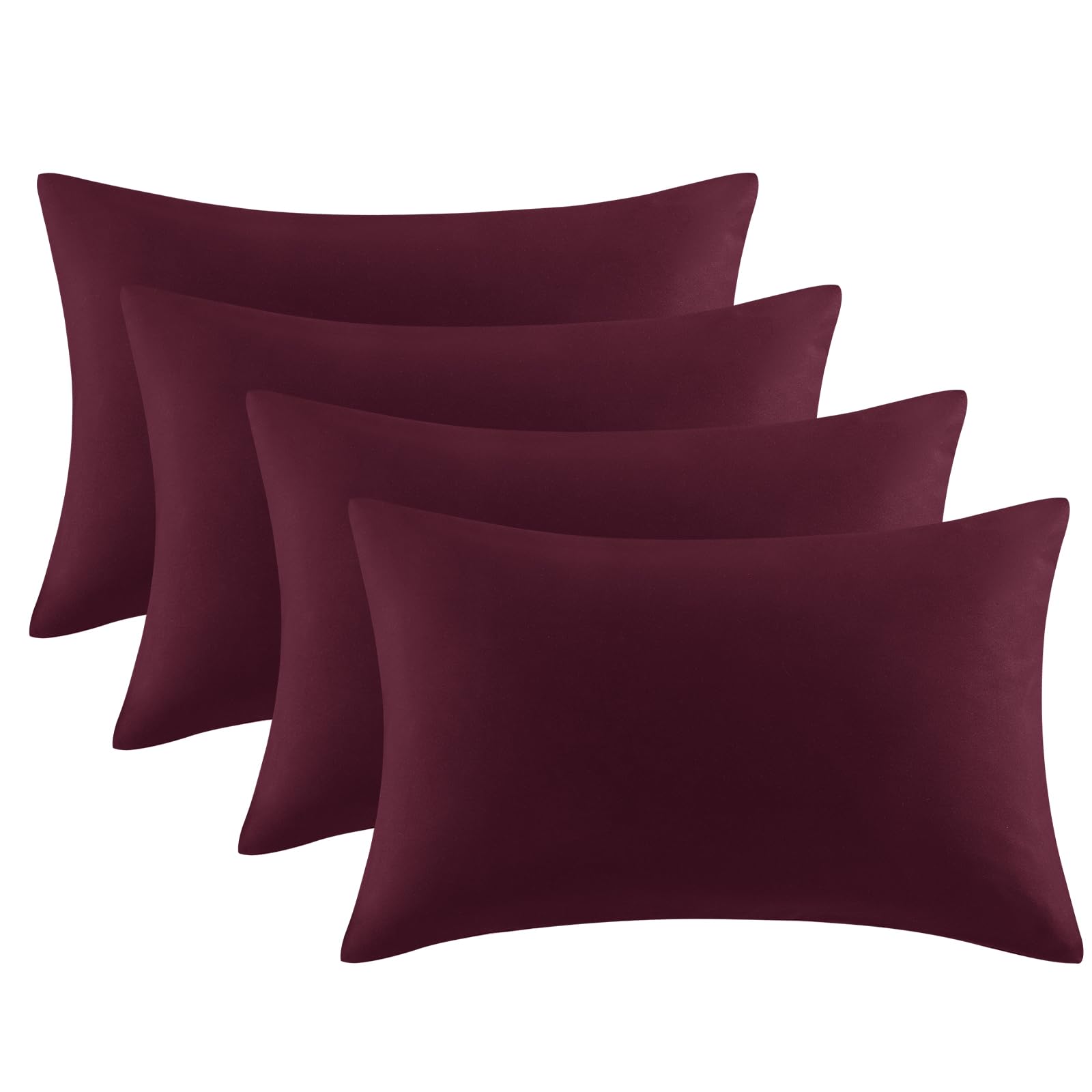 Tifschlaf Pillow Cases 4 Pack - Burgundy Red Pillowcases Plain Pack of 4, Super Soft Brushed Microfiber Standard Queen Pillow Covers With Envelope Closure, 50x75 cm — image 1