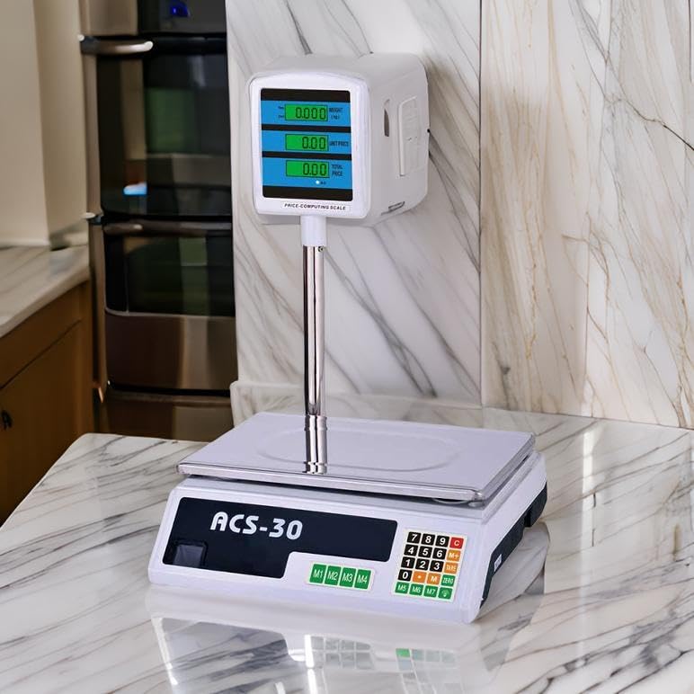 Bilancia da Banco Elettronica Digitale Professionale e Commerciale, Portata max 40 Kg Con Display -Negozio, Casa, Azienda, Supermercati Fiere - Pesapacchi