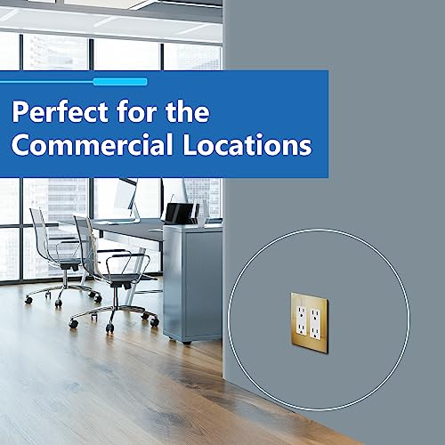 Image of LIDER Double Decorator Metal Wall Plate, Temperature and Impact Resistant, Screwless Cover, Modern Upgrade, Mid-Size 2-Gang 4.88 inch x 4.92 inch, LSMWP-32M-PB, UL Listed, Stainless Steel, Polished Brass