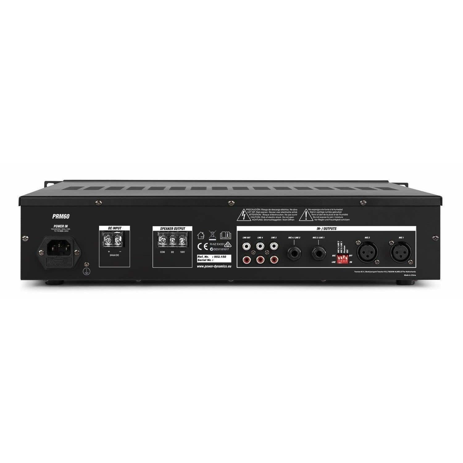 Amplificatore 60W mono zona da 100V 8Ohm con BT, SD, USB mod. PRM60