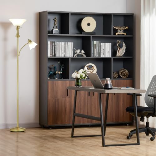 Image of Torchiere Glod Floor Lamp with Adjustable Angle Reading Lamp-71IN