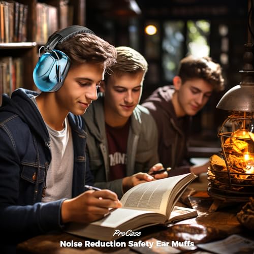Image of ProCase NRR 28dB Noise Reduction Ear Muffs, Foldable Adjustable Passive Noise Cancelling Headphones for Adults Kids Autism, Hearing Protection for Shooting, Construction, Mowing -Crystalblue