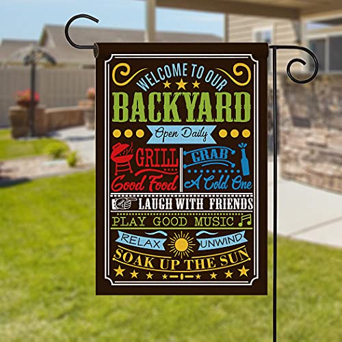 Chengxun HYQ1307 Welcome To Our Backyard Garden Flag Welcome Sign Home Yard And Outdoor Decor Double Sided 12.5*18 Inch Flag thumb #1