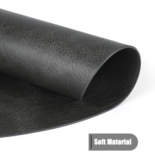 Image of UnivoColors Placemats Round Faux Leather Placemats Set of 8-Waterproof-Wipe Clean-Heat Resistant-Anti Slip Dining Table Place Mats,Suitable for Indoor & Outdoor Use,15 inch.Retro Dark Gray