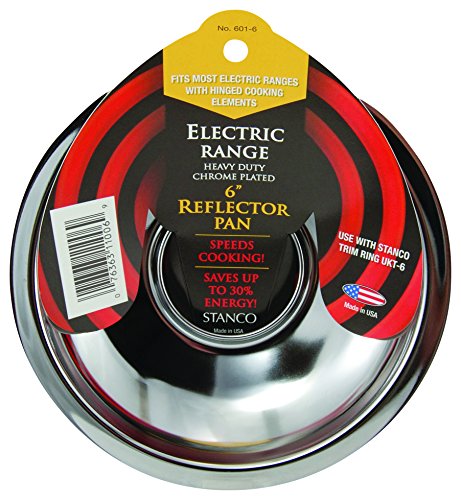 Image of Stanco Range Reflector Pan For Hinged Elements Chromed Steel, Porcelain 6 In.