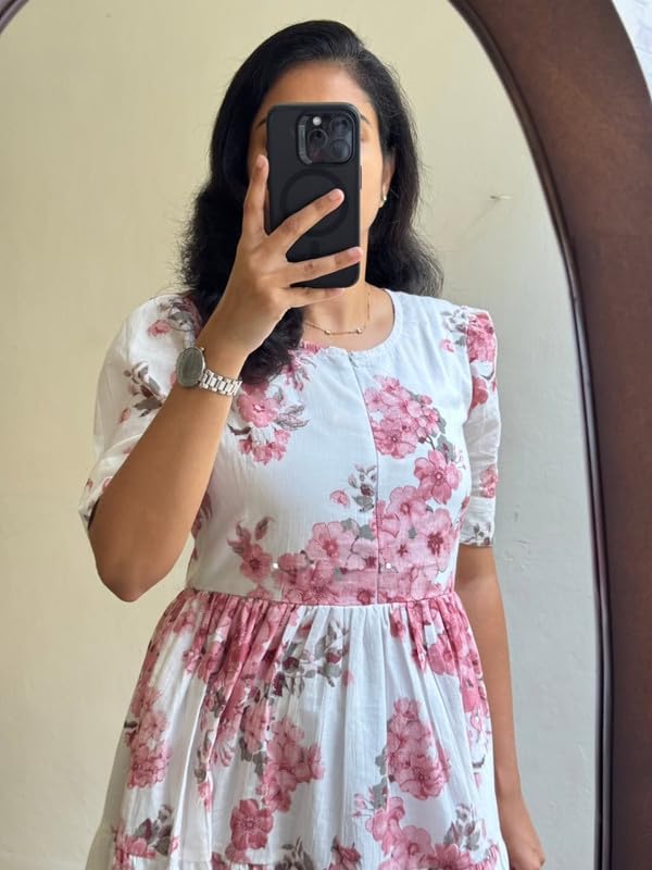 Image of Floral Midi Dress for Women - Summer Boho Dress, Lightweight & Breathable, Elegant Floral Print, Casual & Vacation Outfit, Comfortable Flowy Dress for Women