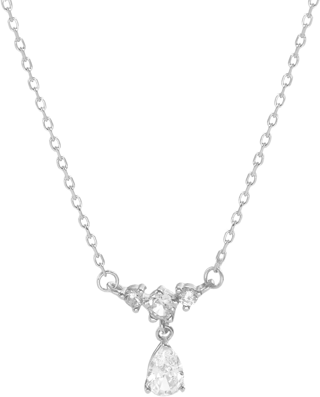 925 Sterling Silver Teardrop Necklace for Women 14K Gold Plated Dainty Cubic Zirconia Drop Bridal Crown Pendant Necklace to Daughter Mom Sparkling Diamond Charm Chain Wedding Mother's Day Jewelry Gift