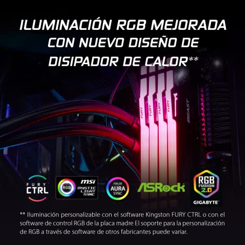 Image of Kingston Fury Beast RGB 8GB 4800MT /s DDR5 CL38 DIMM Desktop Memory Single Module | Intel XMP 3.0 | Infrared Sync Technology | Overclocking Stability | KF548C38BBA-8