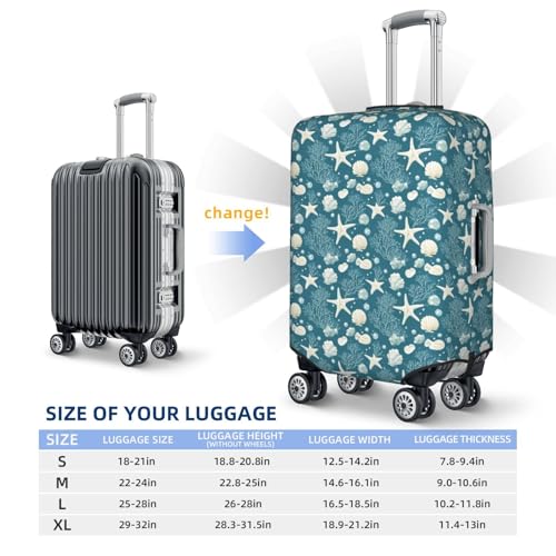Luggage Cover Protector - Cartoon Starfish Shell Print Fit 22-24 Inch Suitcase Covers for Luggage2