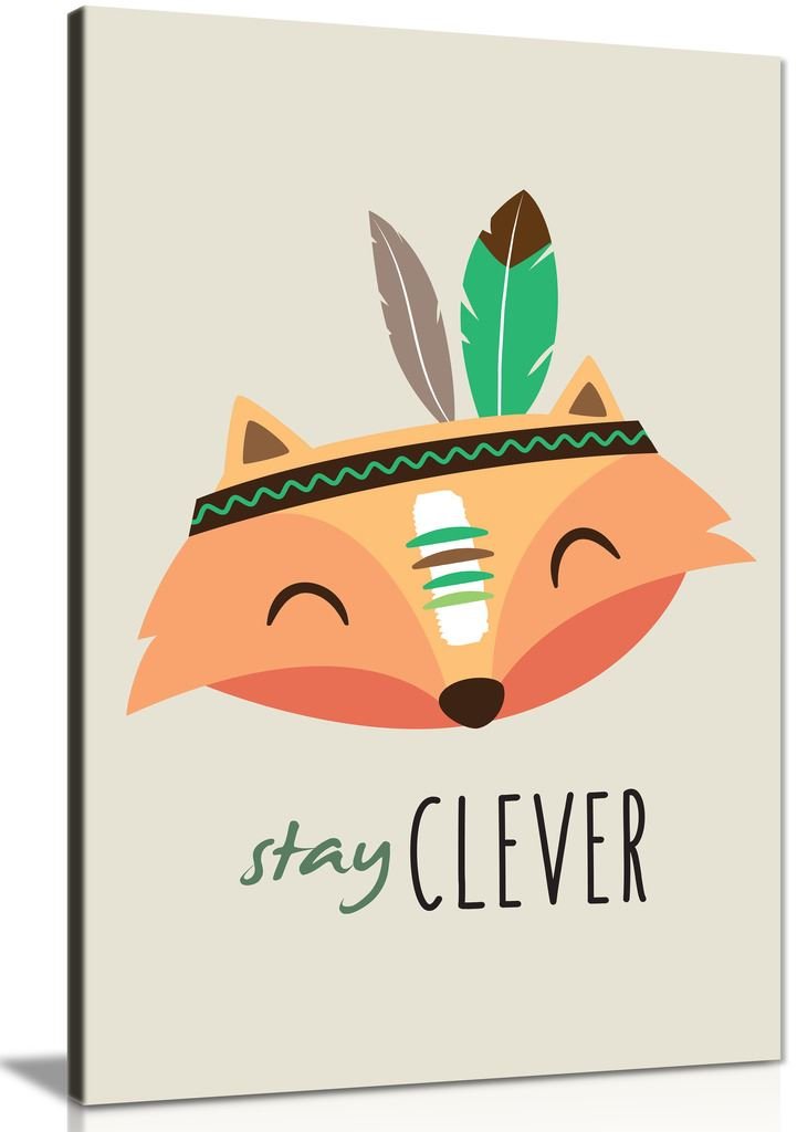 Panther Print, Canvas Wall Art for Baby Room, Framed Pictures for Kids Bedroom, Ready to Hang Nursery Decor, Cherokee Fox, Art Prints for Special Occasions (18x12 Inch) — image 1