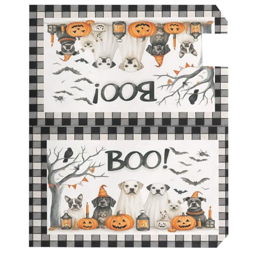 Image of Happy Halloween Dogs Magnetic Mailbox Covers Spooky Bat Raven Pumpkin Buffalo Plaid Mailbox Cover Standard Size Full Magnet Garden Yard Porch Mail Boxes Cover Holiday Decorations 21 inch L x 18 inch W